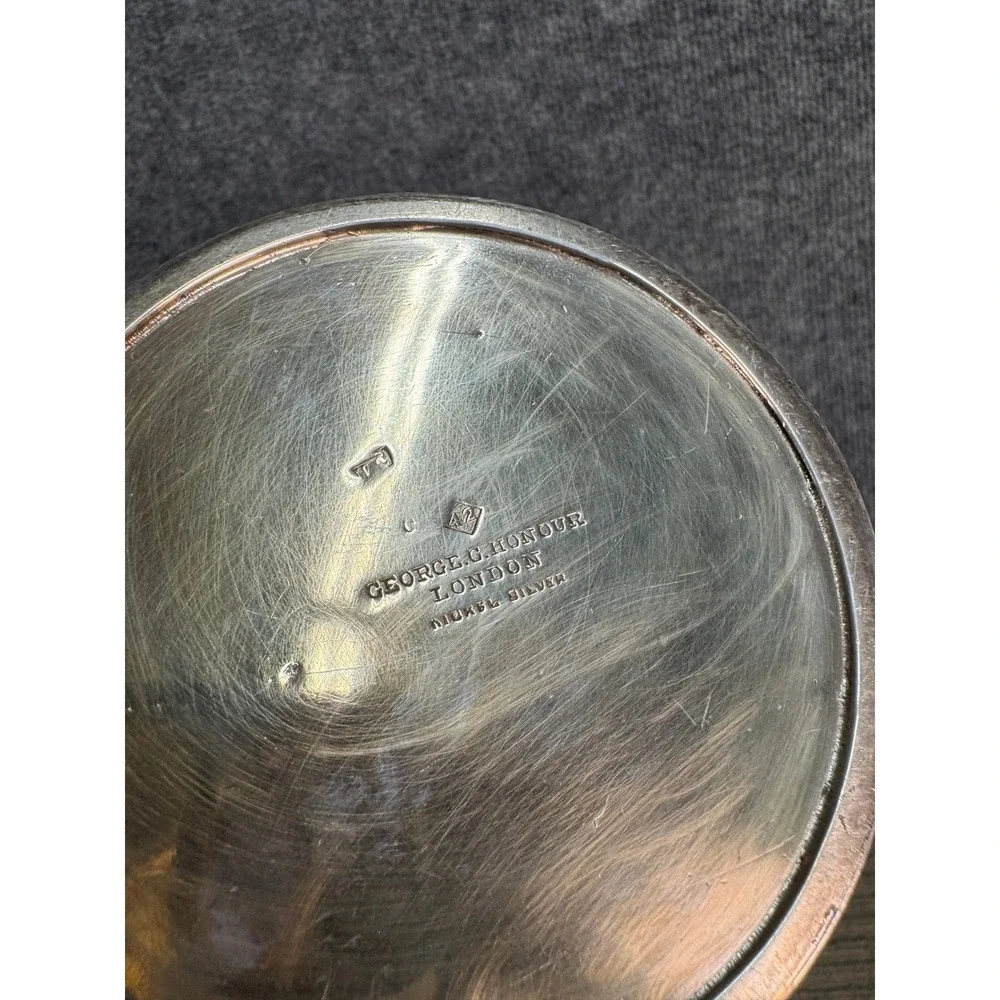 George G Honour London Nickel Silver Coffee Pot Pitcher Vintage Hallmarked
